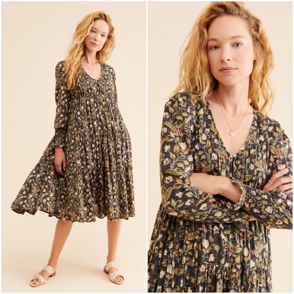 NWT ANTHROPOLOGIE LET ME BE ODETTE MAXI DRESS